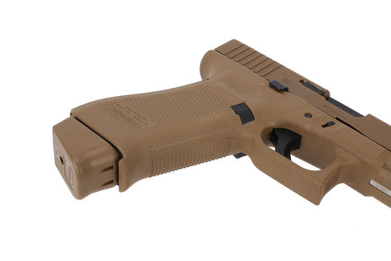 The Glock 19X 9mm handgun features a textured front strap